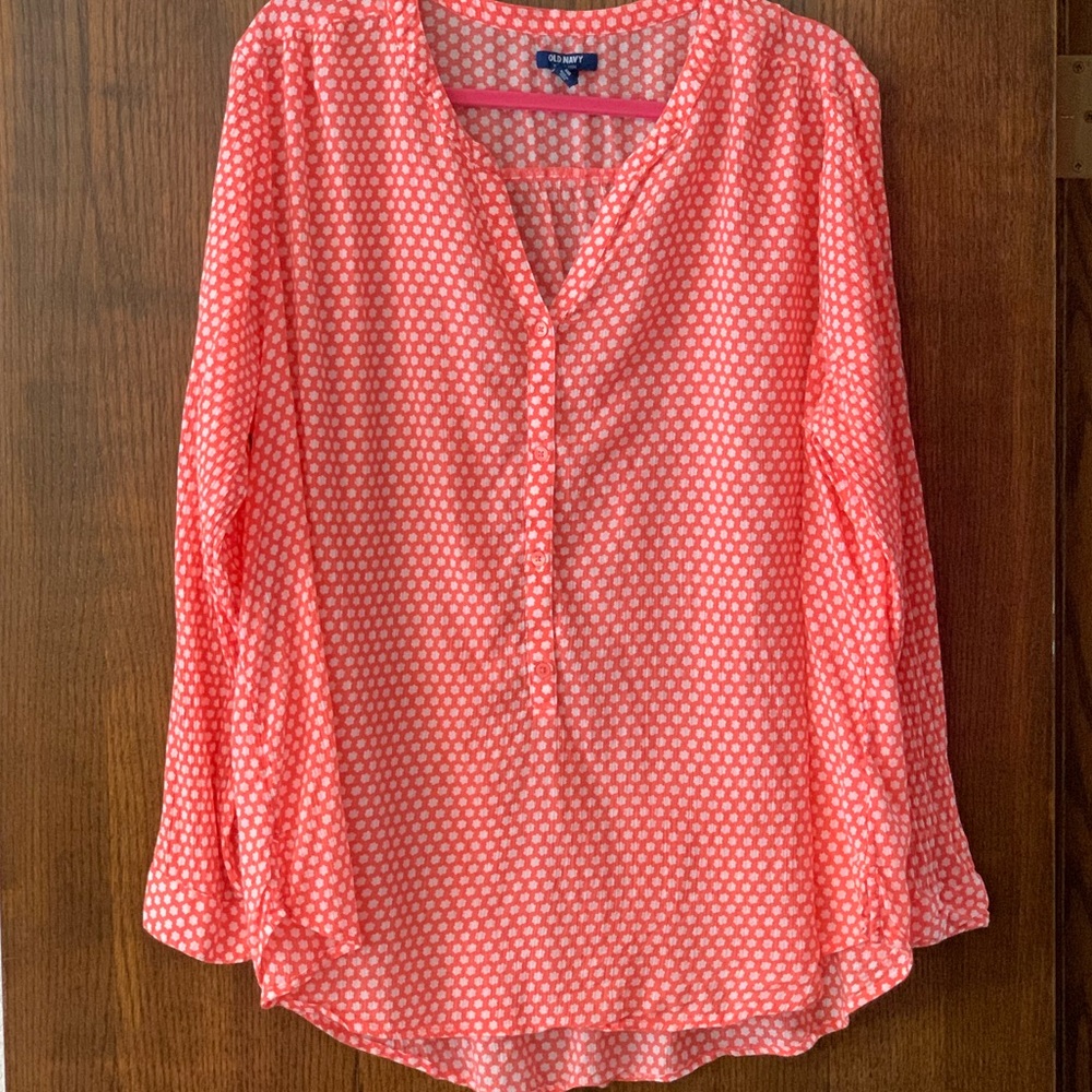 Orange and flower polka dot Old Navy blouse